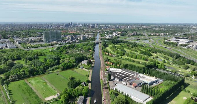 Rijswijk, The Netherlands, Rijn Schiecanal, aerial view.