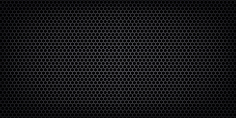 Black perforated metal plate. Metal grill. Black metal texture steel background. Perforated sheet metal.Abstract dark gray circle mesh pattern background texture.