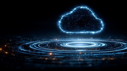 Fototapeta premium Glowing Cloud Computing Network Icon.