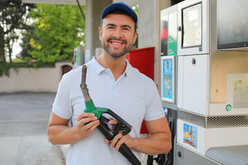 Handsome gas station worker portrait 