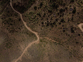 Aerial View of Winding Road in Mountain Landscape