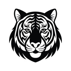 tiger head silhouette art illustration on white background