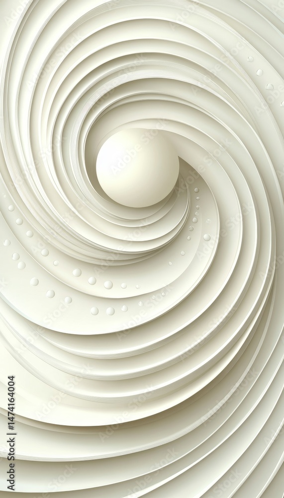 Poster beige and white abstract swirl pattern, paper carved relief background with dynamic wave design