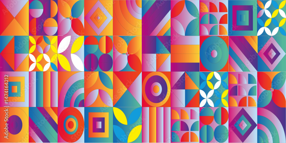 Poster seamless geometric pattern with triangles. colorful geometric pattern
