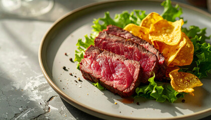 Fototapeta premium Grilled steak delight modern kitchen food photography natural light close-up culinary art