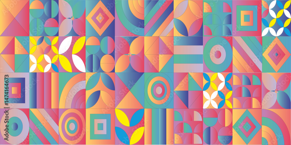 Poster seamless geometric pattern with triangles. colorful geometric pattern