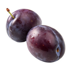 Obraz premium three black plums isolated on transparent background