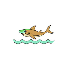 Swimming shark scene vector illustration
