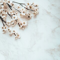 Delicate blossoms on a marble surface