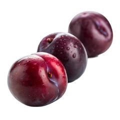 Fototapeta premium three black plums isolated on transparent background