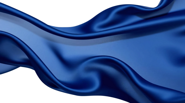 Dark blue silk cloth flying isolated on transparent background
