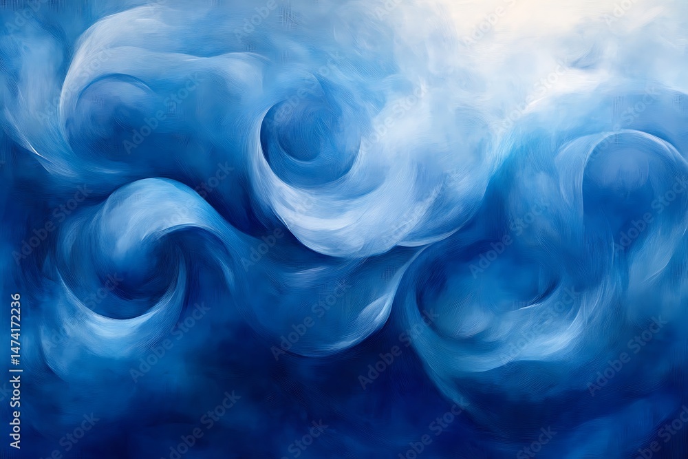 Poster • deep blue abstract swirls blending with soft gradients and smooth flow