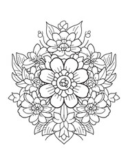 Intricate Mandala Floral Line Art Coloring Page