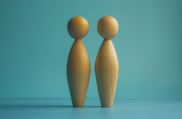 Two wooden figures facing each other