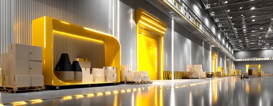 Modern warehouse settings incorporate digital twin technology, holographic supply chain models, and immersive virtual environments