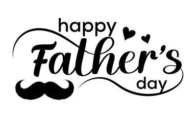 Happy Father's Day Script Mustache Hearts Graphic Design