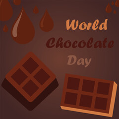World Chocolate Day Instagram Post. Vector Illustration of Happy World Chocolate Day