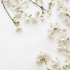 Delicate spring blossoms arranged on a white background (10)