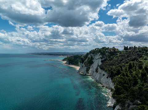 Scenic coastal view of Sirolo with cliffs and turquoise sea