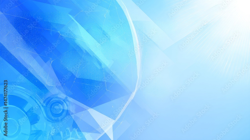 Poster an abstract blue digital background provides the setting for a futuristic representation of modern t