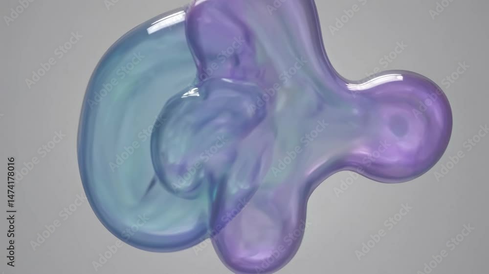 Poster organic blob undulating, shifting, transforming on clean white surface, displaying fluid dynamics an