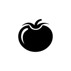 Fresh Tomato Silhouette Clean Vector Icon on White.