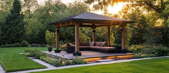 Obraz premium Tranquil Outdoor Gazebo Retreat