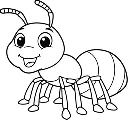 Cute Cartoon Ant outline vector