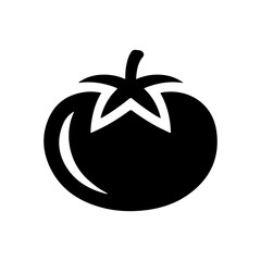 Black Tomato Silhouette Vector Icon Isolated on White.