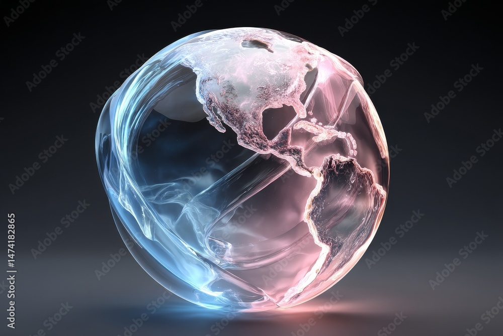 Poster the concept of global digital network representation is depicted as a 3d illustration of the earth i