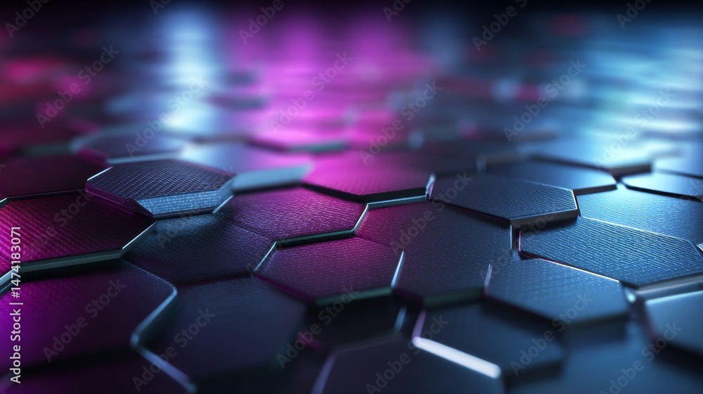 Poster the image is a modern digital art piece that showcases an abstract close-up of hexagonal patterns wi