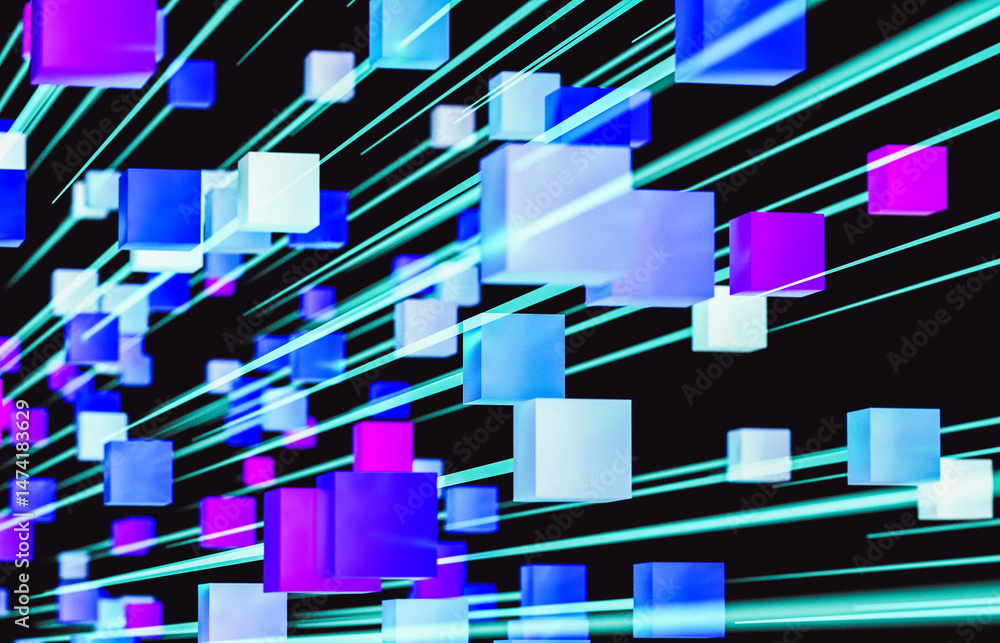Aufkleber Digital technology background with big data concept. 3d rendering
