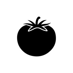 Tomato Silhouette Vector Icon Simple Design on White Background.