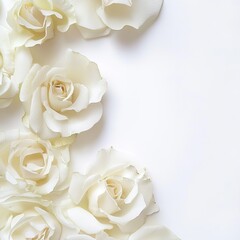 Delicate white roses arranged in a graceful curve
