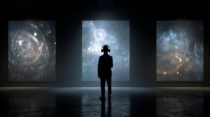 An individual delves into a virtual world through an immersive digital experience