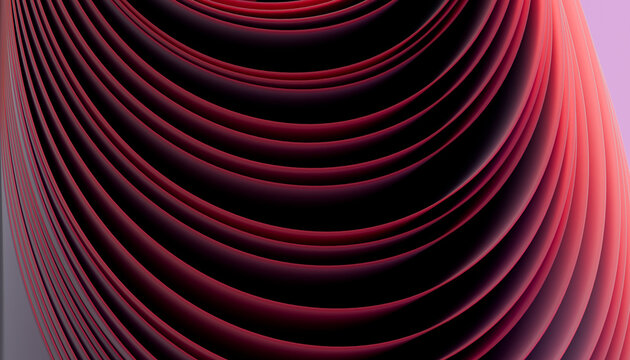 Abstract maroon waves in 3D digital art illustration