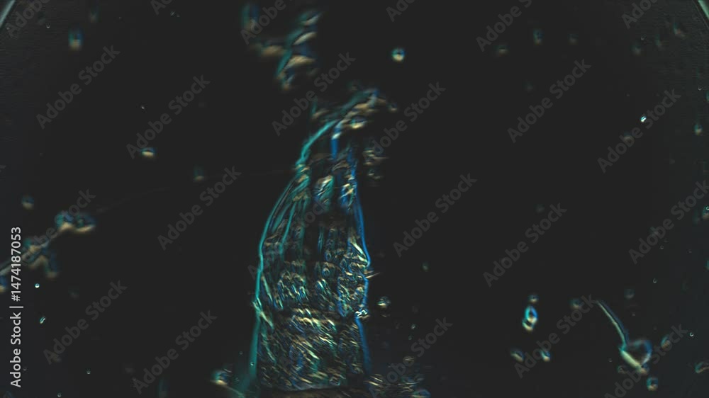 Poster microscopic underwater view showcasing intricate aquatic structures and luminous textures