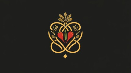 Elegant organic farm logo with vines and vegetables symbolizing growth and sustainability.

