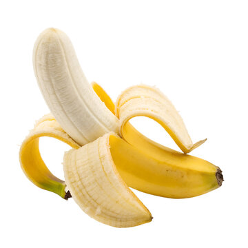 Peeled banana isolated on transparent background