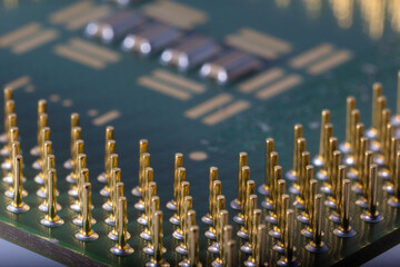 Close-Up of Electronic Circuit Components on a Microchip Surface