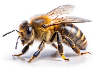 a worker european honey bee isolated on white background