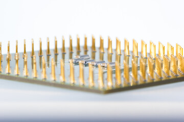Close-Up of Electronic Circuit Components on a Microchip Surface