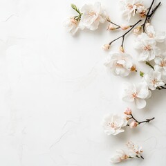 Delicate spring blossoms arranged on a light surface
