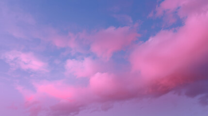 Fototapeta premium Gentle twilight sky with soft pink clouds and dreamy fine grain effect