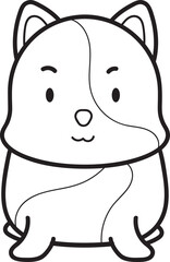 Adorable Cartoon Canine with Swirled Fur, Line Art Illustration