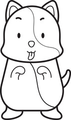 Playful Cartoon Puppy with Tongue Out, Simple Line Art