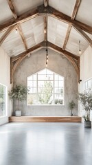 Rustic modern interior with large window