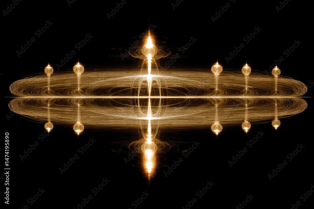 Poster Abstract light waves create mesmerizing patterns of energy in a dark environment during a creative art session