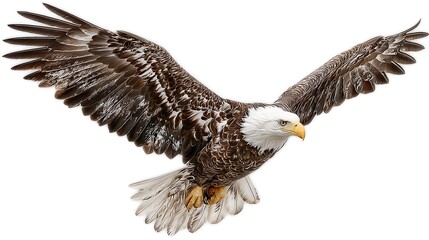 Fototapeta premium Majestic Bald Eagle in Flight with Wings Spread Wide.