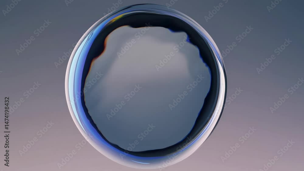 Aufkleber iridescent soap bubble slowly transforming and changing colors isolated on a gradient background